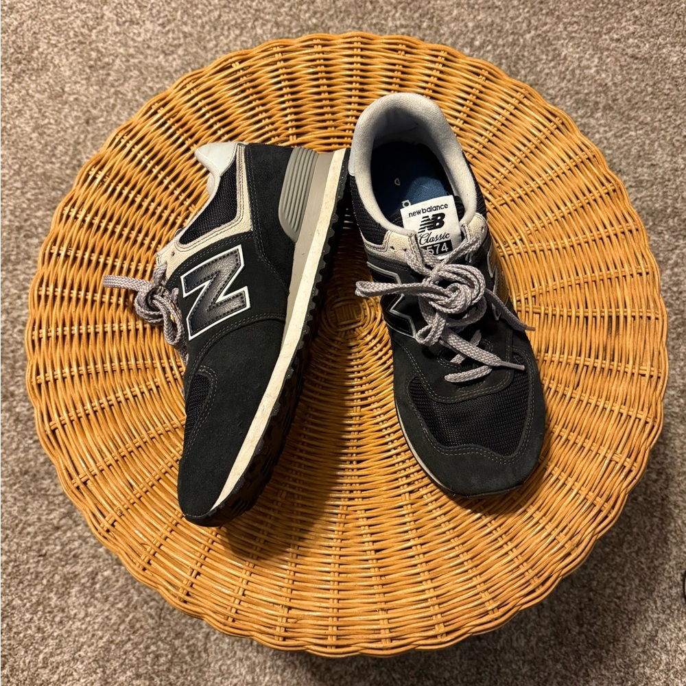 New Balance Black Gray 574 Lace-Up Sneakers | Women's Size 11